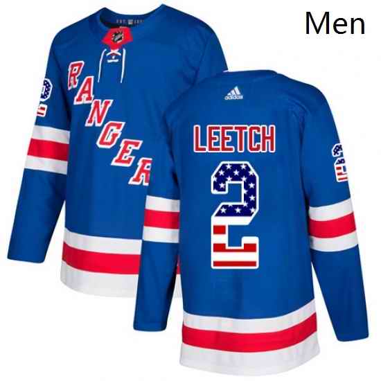 Mens Adidas New York Rangers 2 Brian Leetch Authentic Royal Blue USA Flag Fashion NHL Jersey